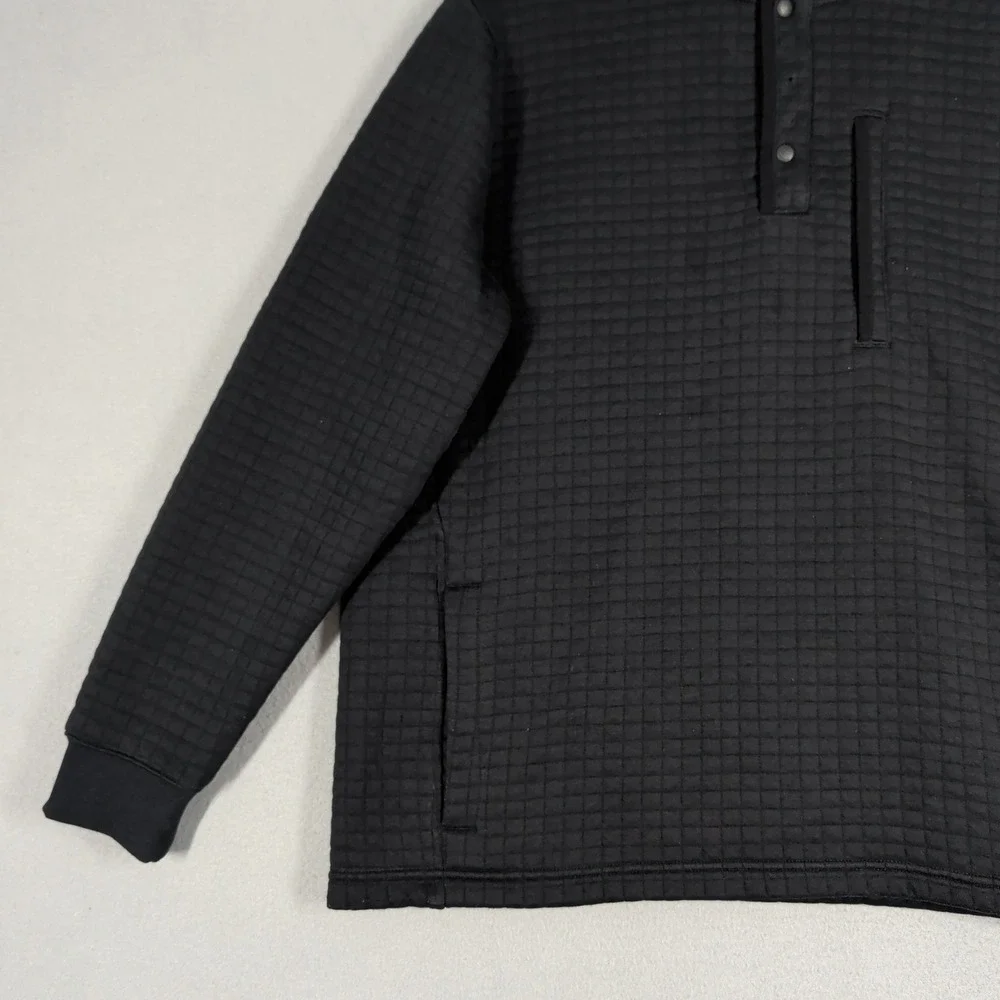 Vineyard Vines Pullover Mens XL Black Performance Quilted Snap Mock Neck Sweater